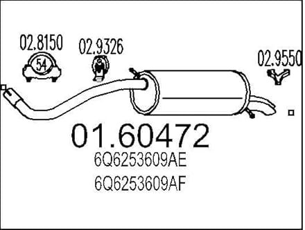 MTS Silencieux arrière Pot d'Échappement 01.60472