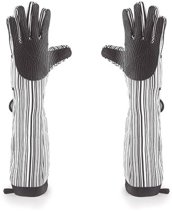 Lacor - 60068 - Guantes Horno XL, Guantes Horno Cocina, Máxima Seguridad, Gran Resistencia al Calor, Algodón con Doble Acolchado, Silicona y Poliéster, Apto para Lavadora y Secadora, 48 cm, Negro