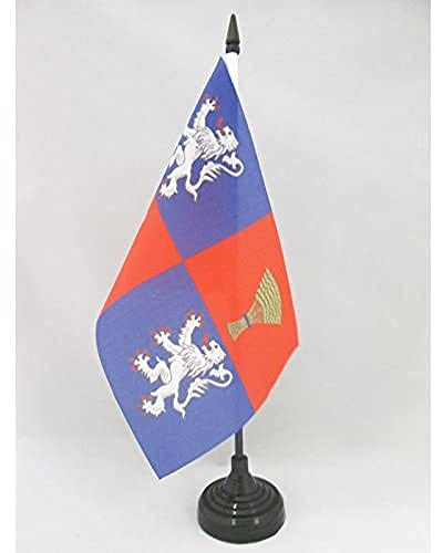 AZ FLAG Drapeau de Table Province de Gascogne 21x14 cm Socle Plastique | Usage intérieur Drapeau de bureau gascon finition cousue et bords renforcés avec mât en plastique et socle en plastique