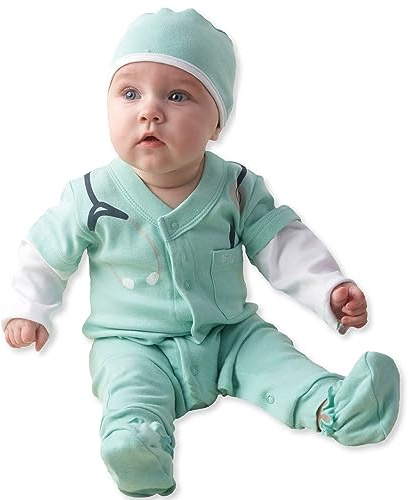 Baby Aspen, Baby M.D. Three-Piece Layette Set i Doctor's Bag Gift Box, 0–6 månader