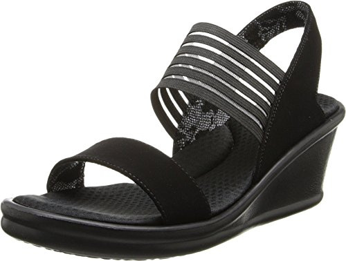 Skechers Rumbers - Sci Fi, Sandali con Cinturino alla Caviglia Donna, Nero, 39 EU