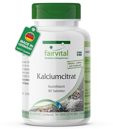 fairvital kalciumcitrat tabletter, 300mg kalcium, 90 tabletter, HÖGDOSERAD, VEGANSK, ren substans utan tillsatser