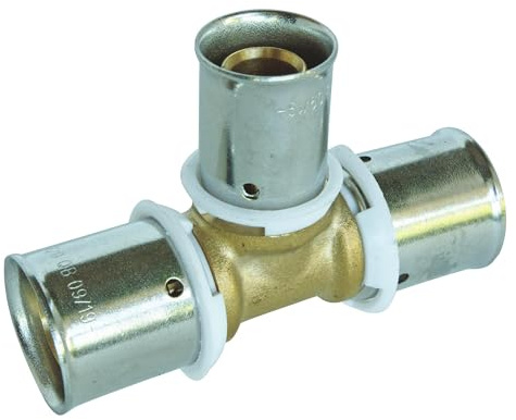 SOMATHERM FOR YOU, Té réduit à sertir PER Ø20-Ø16-Ø20, compatible avec profils mâchoire H, U, RF Installation rapide, résistant à la corrosion, pression max 10 bars, norme NF
