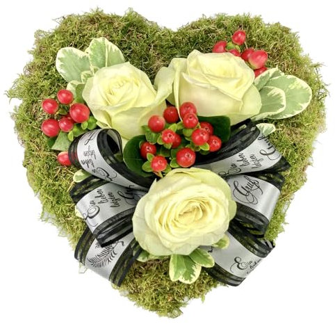 Rosenbote Grabschmuck Trauerherz - Blumen für EIN Grab # Beerdigung # Blumenschmuck # Beileid # Kondolenz