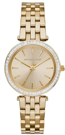 Michael Kors Reloj Darci para Mujer, Movimiento de Cuarzo de Tres Agujas en Tono Dorado con Correa de Acero Inoxidable, 33 mm, Tono Dorado y Purpurina