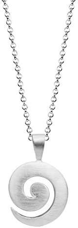 Nenalina Damen Halskette mit Spiral Anhänger gebürstet 21 mm, Gliederkette mit Karabiner, Halskette für Frauen mit Anhänger, Damen-Silberkette lang, 925 Sterling Silber, Länge 90 cm, KAS-010
