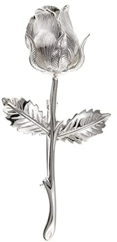 Broches de plata de ley 925 con diseño de rosas florales para mujer, broche y pines para ropa de vestir, ámbar ópalo, 63mm (H) x 30mm (W), Plata esterlina