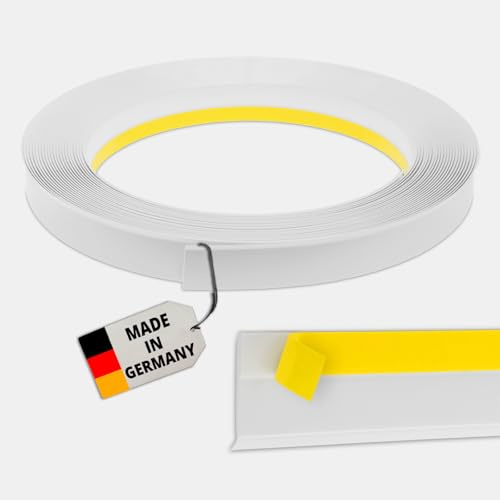 Nobily Fensterleiste 60mm mit Lippe, 1 m bis 50 m/PVC - selbstklebend Flachleisten Kunststoffleisten Profileleisten Abschlussleisten Zierleisten zur Fenster Montage, Made in Germany