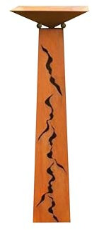 Gartendekoshop24 – Rost Säule mit Schale, Pflanzschale, 125 cm, konisch. Schöne Garten Rostsäule aus Edelrost, mit Muster und Schale zum Bepflanzen. Handgefertigte Rostsäule, wetterfest.
