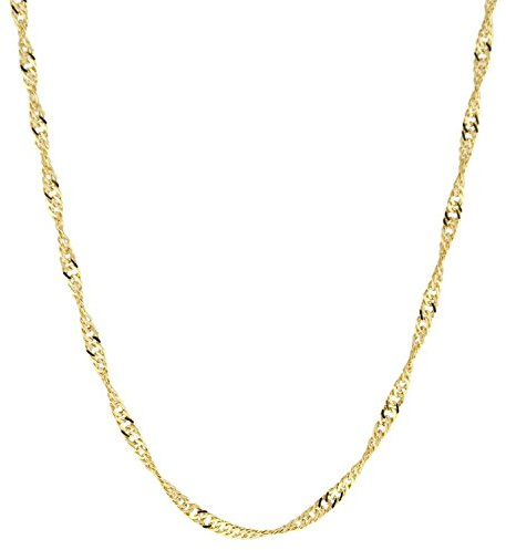 PRINS JEWELS 14 Karat / 585 Gold Singapur Kette Licht Zweiseitig Diamantiert Unisex Länge Wählbar.
