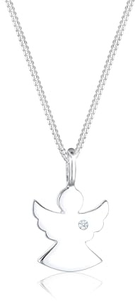 Elli DIAMONDS Halskette Damen Engel Anhänger Filigran mit Diamant (0.02 ct.) in 925 Sterling Silber | 925 Sterling Silber