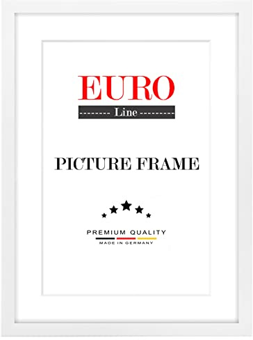 EUROLine Holz Bilderrahmen 60 x 22 cm Weiss Matt mit Antireflex-Acrylglas für | Foto | Poster | Puzzle Rahmen