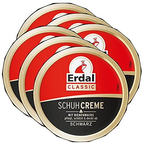 6x Erdal Classic Schuhcreme Schwarz - Dosencreme, pflegt, glänzt & schützt, 75 ml