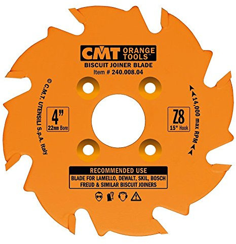 CMT 240.008.04 Biscuit Joiner Blade, 4-Inch Diameter x 8 Teeth, PTFE-Coated.