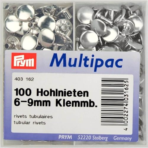 Prym 403162 Hohlnieten Klemmber. 6-9 mm MS silberfarbig
