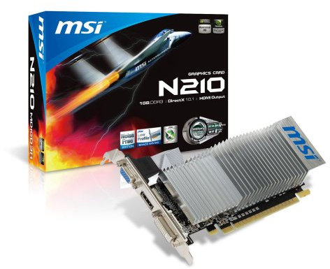 MSI N210-MD1GD3H/LP – NVIDIA GeForce 210 1 GB Grafikkarte (NVIDIA, GeForce 210, 2560 x 1600 Pixel, 1 GB, DDR3-SDRAM, 64 Bit)