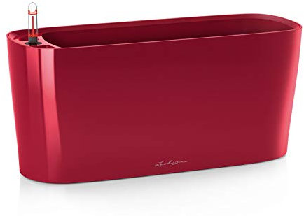 Lechuza – Pot de Fleurs d'Interieur – Delta 20 – Réserve d'Eau Intégrée – Coloris Rouge Scarlet – 40 x 15 x 18 cm