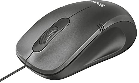 Trust Ivero Mouse con Filo Compatto, Cavo USB 1,5 m, Sensore Ottico, 3 Pulsanti, Mouse USB Leggero per PC, Laptop, Portatile, Computer, Mac, Windows, Chrome OS - Grigio