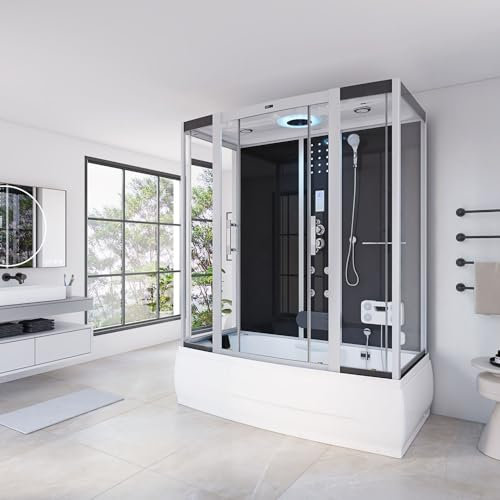 Home Deluxe | Duschtempel | Diamond BIG | schwarz | inkl. Whirlpool und Dampfsauna