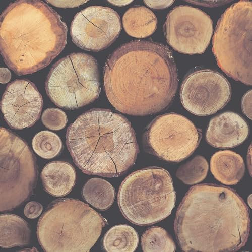 Stacked Chopped Logs Natural Wallpaper - 263212 Windsor Wallcoverings - Modern Feature Wall