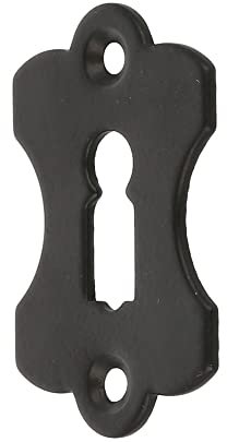 Amig - Bocallave - Vertical y Lisa - 60 x 38 mm - Con Agujero para Cerraduras de Gorja - Ideal para Fijar en Cajones, Armarios, Baúles y Puertas de mueble - Acero Negro