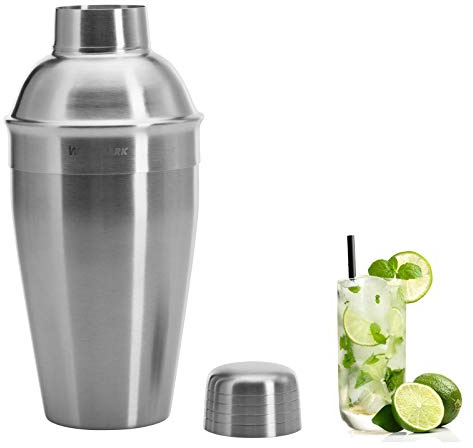 Westmark Cocktailshaker mit integriertem Sieb und Deckel, Füllvolumen: 0,5 Liter, Rostfreier Edelstahl, Silber/Gebürstet, 62812260