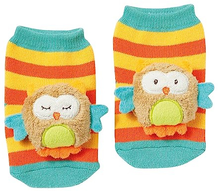 Fehn Rasselsocken Baby Eule – Babysocken mit Rassel Funktion – Socken zur Förderung der Motorik – Babykleidung optimal als Erstlingssöckchen – Lernspielzeug für Babys & Kinder von 0-12 Monaten