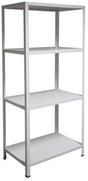 SCHULTE Regalwelt Steckregal mit 4 PowerMAX Fachböden, 65 kg Tragkraft, 190x100x40 cm (HxBxT), weiß, Lagerregal, Werkstattregal, Kellerregal, Garagenregal, Metallregal