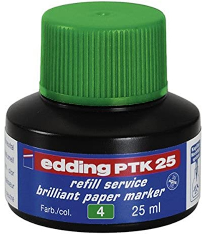 edding PTK 25 Nachfülltinte - grün - 25 ml - mit Kapillarsystem, ideal zum sauberen und unkomplizierten Nachfüllen fast Brillant-Papiermarker.