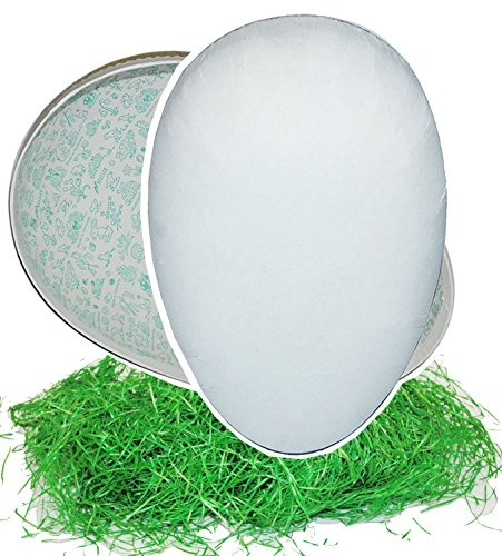 3 STK. Set: Ostergras + Füll - Pappei 12 cm WEIß zum Bemalen Bekleben und Basteln - Rohling - Osterei/Ei zum befüllen - Bastelei Deko Pappe Papp Pappeier De..