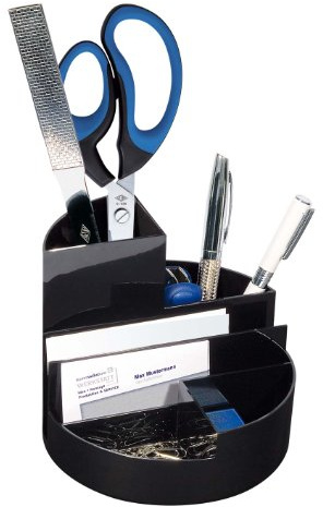 WEDO 75501 Butler Rundbox (6 Fächer inkl. Briefablage und Notziblätterfach) schwarz