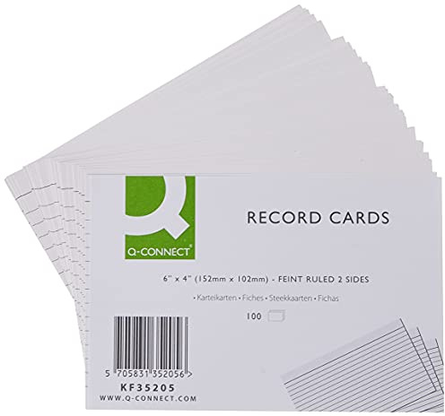 Q-Connect skivkort 152 x 102 mm linjerad feint vit (100-pack)