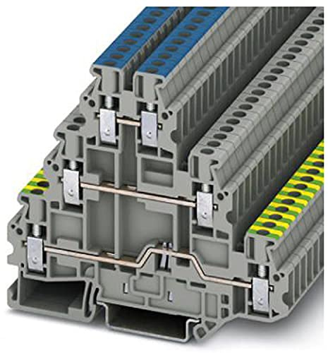 Phoenix Contact CONTACT UT 2,5-PE/L/N Modularer Erdungsklemmenblock mit Schraubanschluss, 6 Anzahl der Anschlüsse, AWG 26-12, 2.5mm² Nennquerschnitt, Grau, 50 Stück