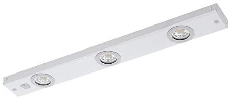 Eglo Kob Lampada sottopensile a Led da cucina a 3 luci in metallo bianco, lampada da cucina con interruttore a bilanciere, bianco caldo