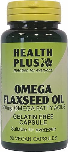 Health Plus Omega Flaxseed Oil 450mg Omega-3, Omega-6 & Omega 9 Supplement - 90 Gelatin Free Capsules