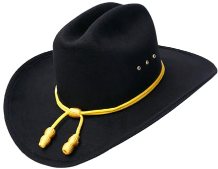 Western Express Klassischer Cowboyhut mit schwarzem Filz-Finish, Westernhut mit Kavalleriehutband