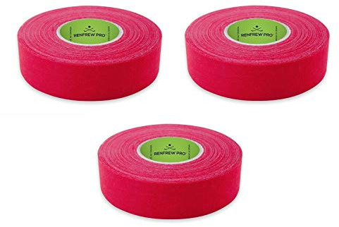 Renfrew Pro Cloth Hockey Stick, Blade Tape - 24MM x 25M (Red - 3 Roll Pack)