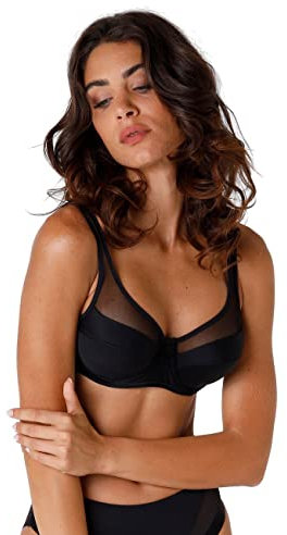 Lovable Reggiseno con Ferretto Ampio Sostegno, Coppe non Imbottite, Forme Generose, Microfibra Tulle, Art. 4262 Modern Shaping (Generous) Donna, Nero, 40 / 6D