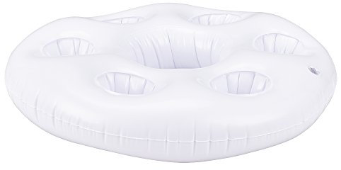 casa.pro Colchoneta Bandeja Hinchable de Piscina - Bar Flotante - con Soporte para 6 Vasos y 1 Botella/Cubo - Blanco