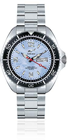 CHRIS BENZ ONE Man 200M Taucheruhr mit Metallband, Karibikblau