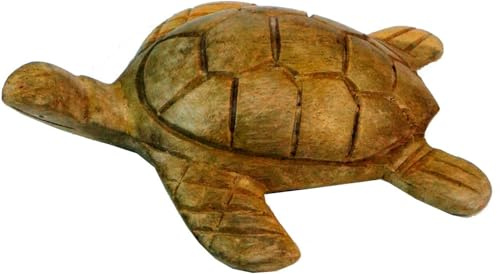 GURU SHOP Geschnitzte Deko Schildkröte, Braun, Size:4x14x12 cm