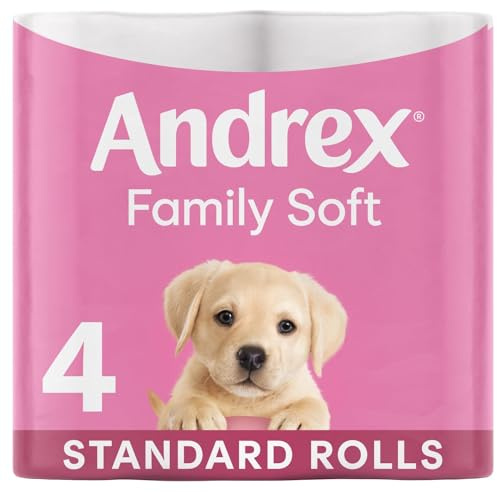 Andrex Gentle Clean Toilet Rolls - 4 Toilet Roll Pack - Gentle and Soft on Your Family's Skin - Dermatologically Tested