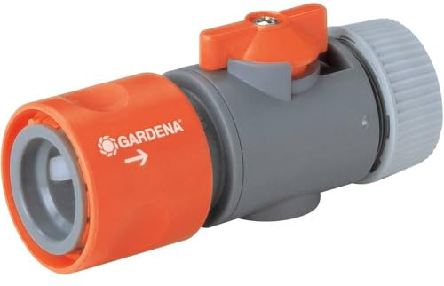 Gardena Regulierstop: Wasserstop-Schlauchanschluss für 13 mm (1/2 Zoll)- und 15 mm (5/8 Zoll)-Schläuche, Wasserdruckregulierung am Schlauchende (942-50)