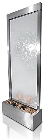 Primrose 173cm Stainless Steel Water Wall Silver Falls Indoor Office Outdoor Waterfall with Lights