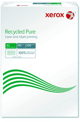 Xerox Recycled Pure Papier 003R98105 - DIN A3 80 g/m² - Kopierpapier für Laserdrucker und Kopierer - aus 100% Altpapier - 500 Blatt - weiß - Blauer Engel zertifiziert