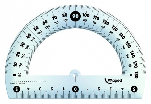 Maped M146134 - Goniometro 180 gradi, 1 pezzo, 12 cm con custodia protettiva