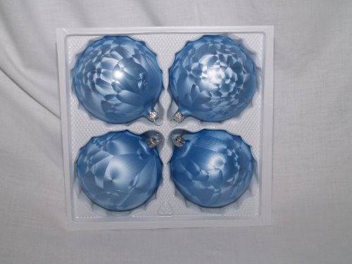 Jingle Bells Lauscha Christbaumkugel eisblau Uni 10cm Glas Weihnachtsschmuck