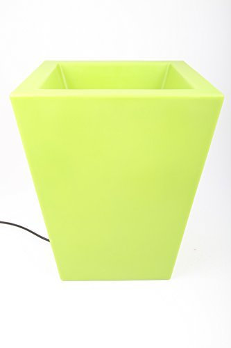 point-garden Beleuchteter Blumentopf aus Kunststoff, Pflanzkübel grün