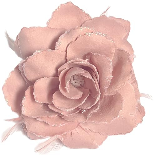 Haarspange mit rosafarbenen Rosen, große Rose, Fascinator, Blume, Haarspange, nacktes Haarzubehör, Clips, elastisch, Hochzeitshaarblume, 1 Stück