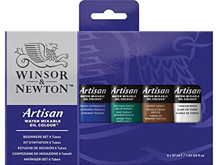 Winsor & Newton, Artisan Water Mixable Oil Colour, Beginners Set, 6x37ml Tube Set